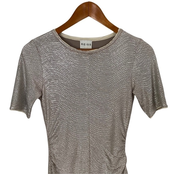 REISS Abellia Metallic Short Sleeve Dress - Picture 5 of 12